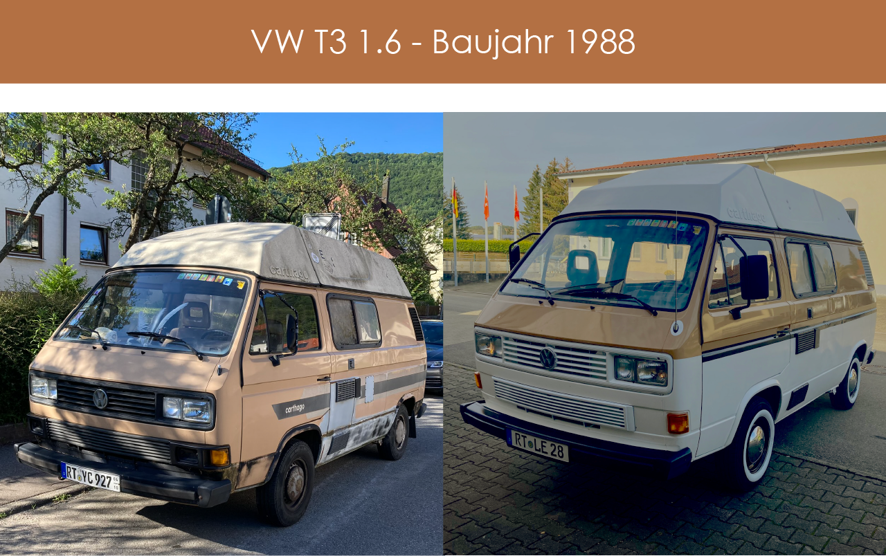 Aufbereitung Oldtimer VW T3 Bulli Bus 1988 mit Folierungen